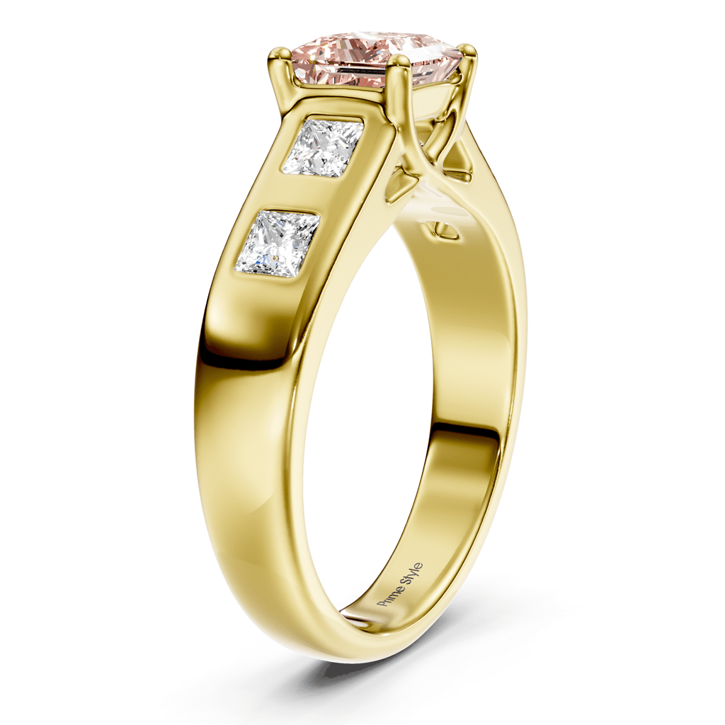 1.50 - 4.50 CT Princess Cut Fancy Pink Diamonds - Engagement Ring - Primestyle.com