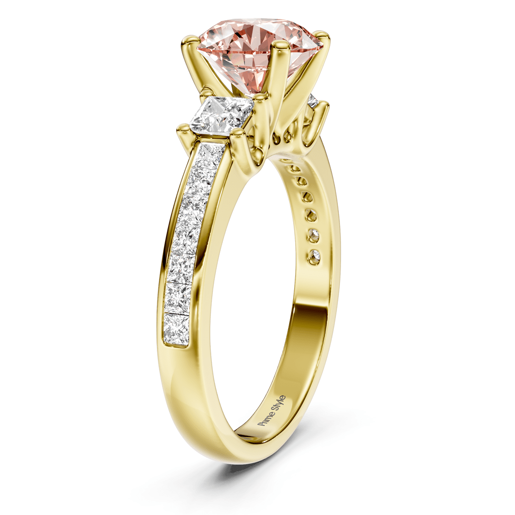 1.75 - 4.75 CT Princess & Round Cut Fancy Pink Diamonds - Engagement Ring - Primestyle.com