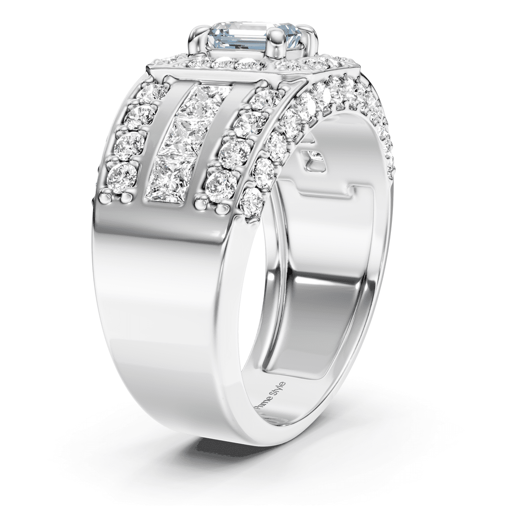 2.70-5.70 CT Emerald & Round Cut Fancy Blue Diamonds - Engagement Ring