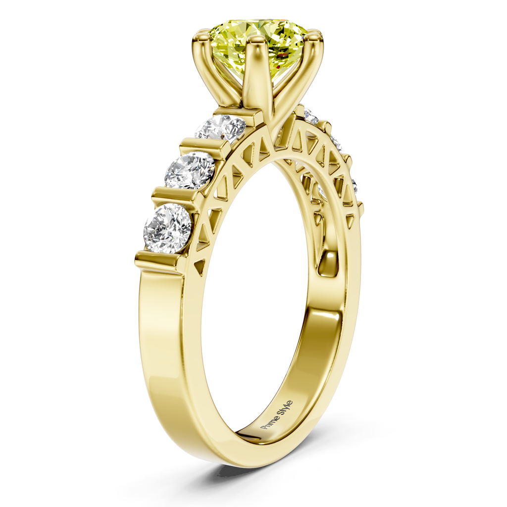 1.60-4.60 CT Round Cut Fancy Yellow Diamonds - Engagement Ring
