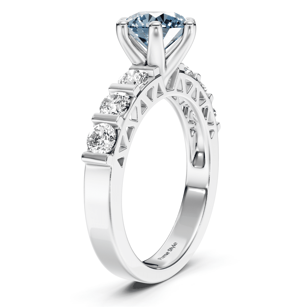 1.60-4.60 CT Round Cut Fancy Blue Diamonds - Engagement Ring