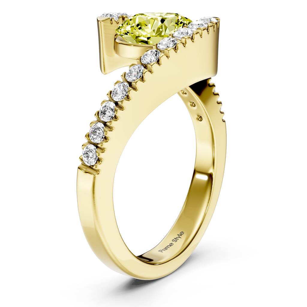 1.30-4.30 CT Round Cut Fancy Yellow Diamonds - Engagement Ring