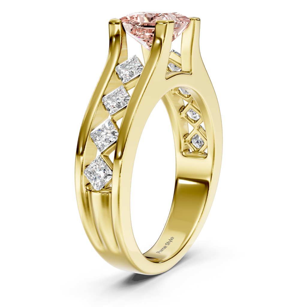 1.80-4.80 CT Princess Cut Fancy Pink Diamonds - Engagement Ring