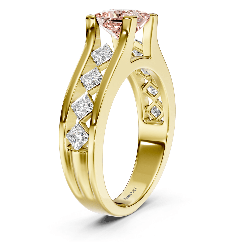 1.80 - 4.80 CT Princess Cut Fancy Pink Diamonds - Engagement Ring - Primestyle.com