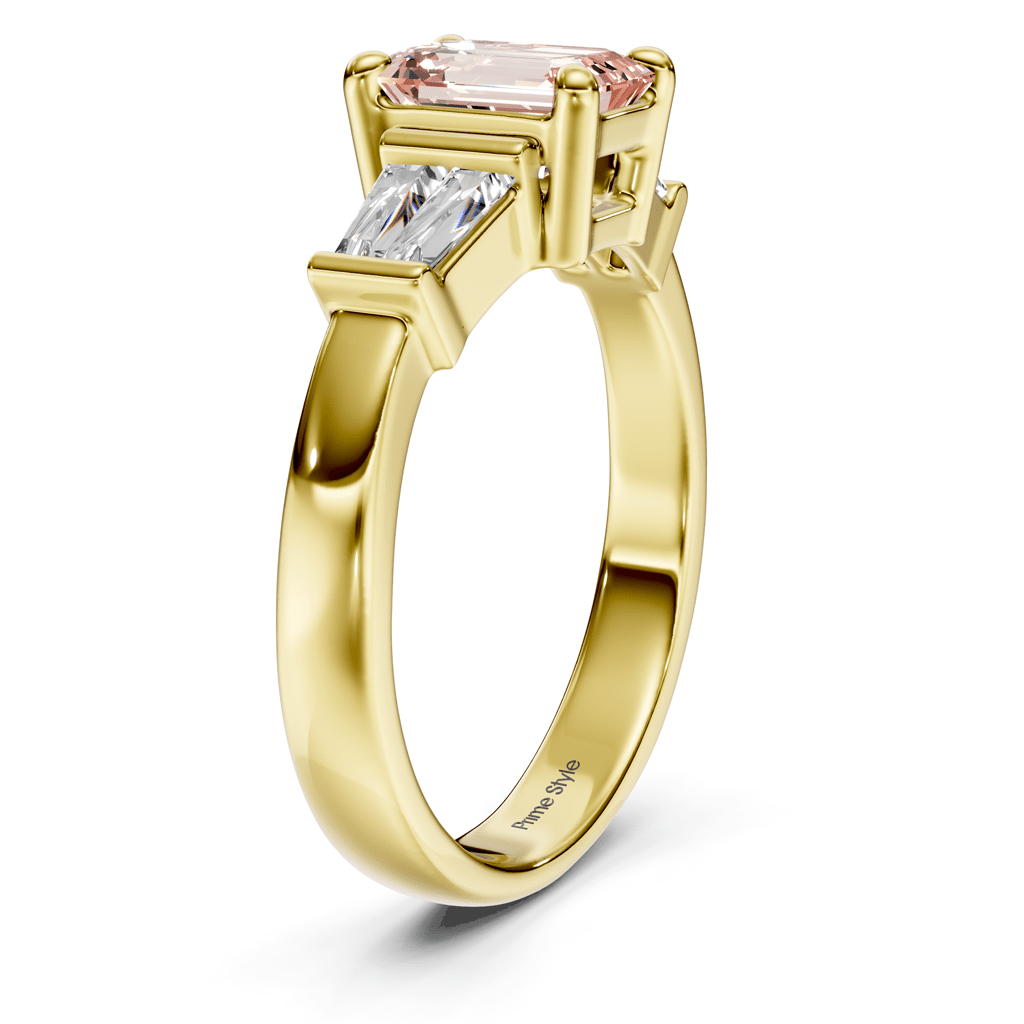 1.40 - 4.40 CT Emerald & Taper Cut Fancy Pink Diamonds - Engagement Ring - Primestyle.com