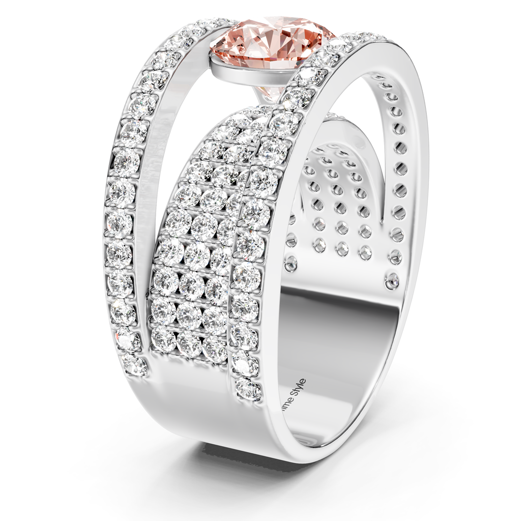 2.80-5.80 CT Round Cut Fancy Pink Diamonds - Engagement Ring