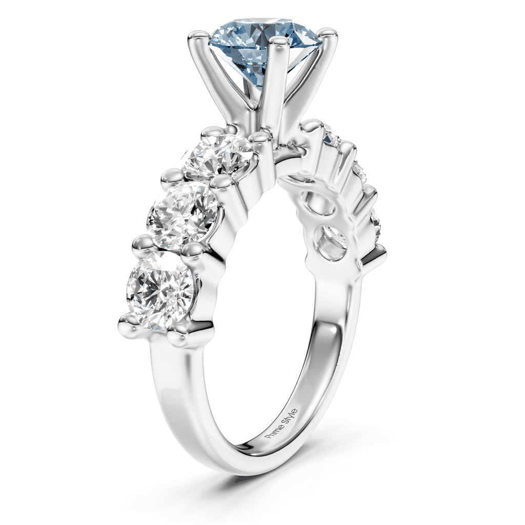 2.50 - 5.50 CT Round Cut Fancy Blue Diamonds - Engagement Ring - Primestyle.com