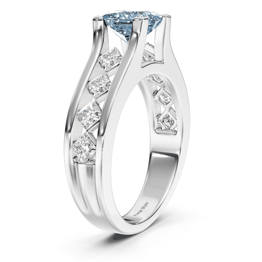 1.80 - 4.80 CT Princess Cut Fancy Blue Diamonds - Engagement Ring - Primestyle.com