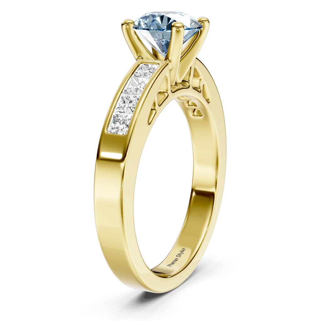 1.50-4.50 CT Princess & Round Cut Fancy Blue Diamonds - Engagement Ring