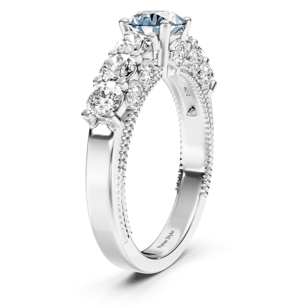 2.10-5.10 CT Round Cut Fancy Blue Diamonds - Engagement Ring