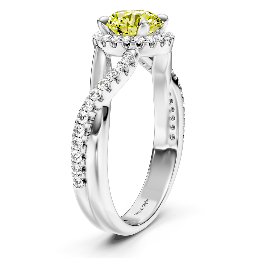 1.25-4.25 CT Round Cut Fancy Yellow Diamonds - Engagement Ring