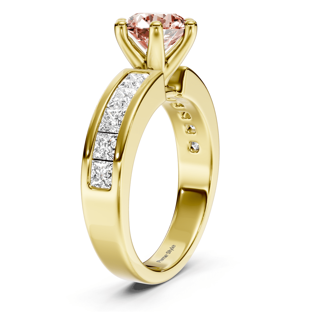 1.90-4.90 CT Princess & Round Cut Fancy Pink Diamonds - Engagement Ring