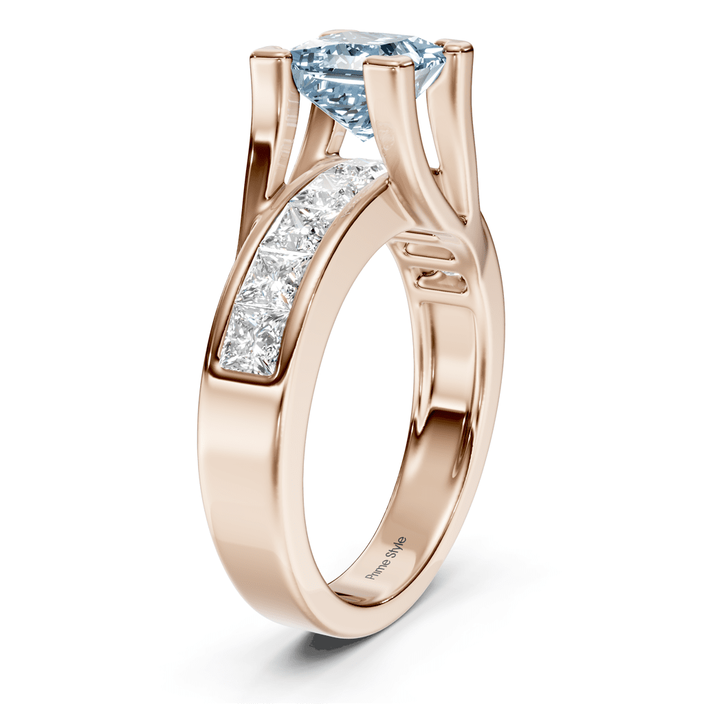 2.20 - 5.20 CT Princess Cut Fancy Blue Diamonds - Engagement Ring - Primestyle.com