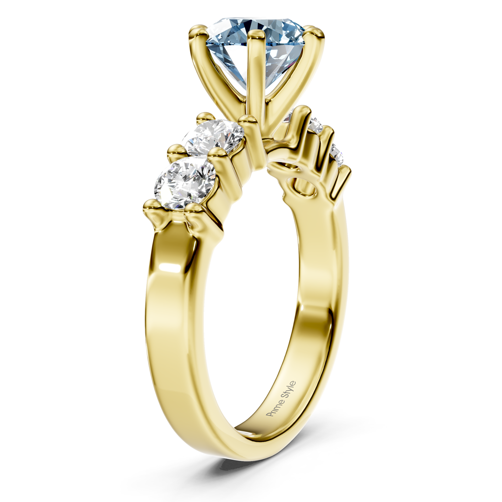 1.60-4.60 CT Round Cut Fancy Blue Diamonds - Engagement Ring