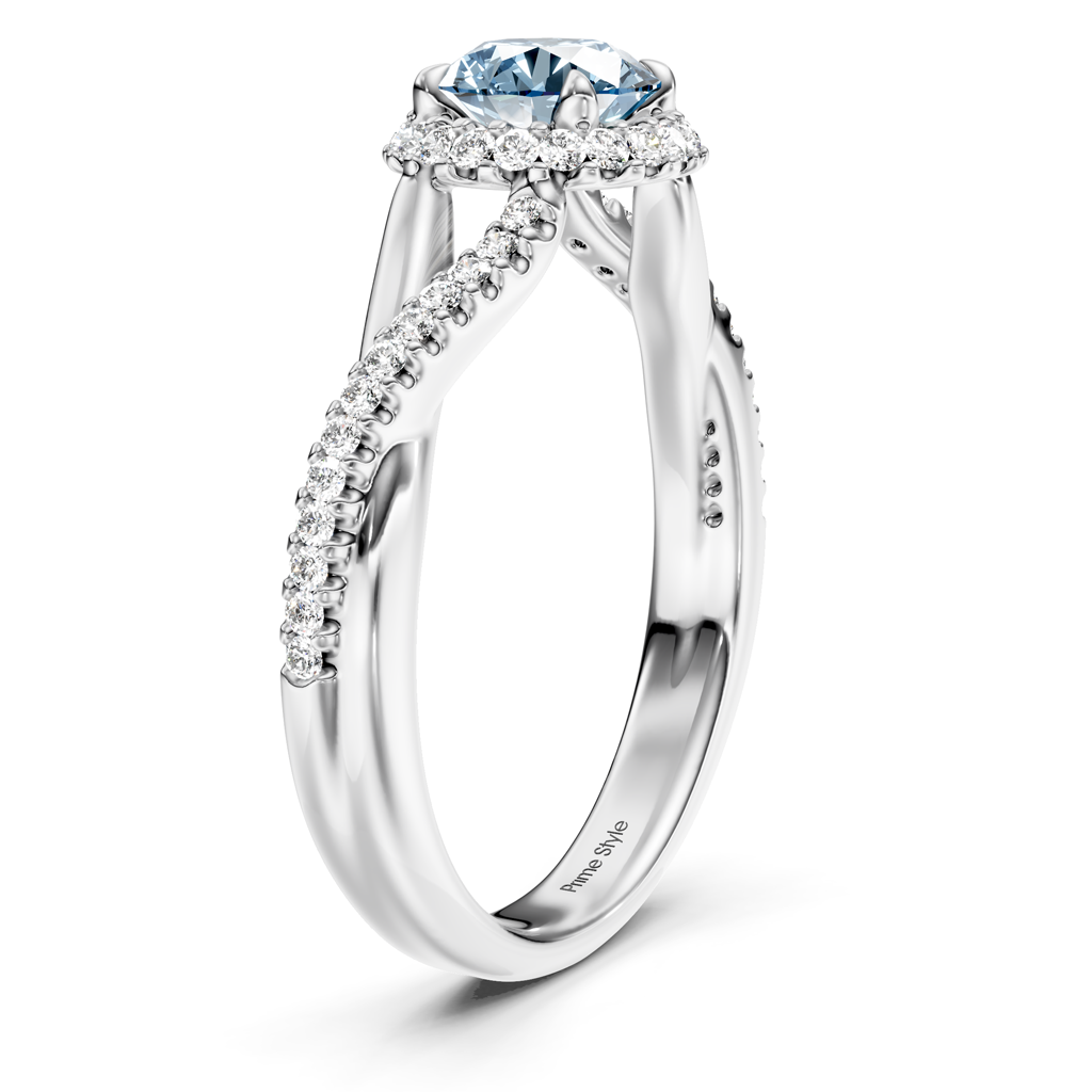 1.25-4.25 CT Round Cut Fancy Blue Diamonds - Engagement Ring