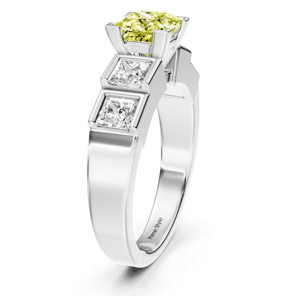 1.80-4.80 CT Princess Cut Fancy Yellow Diamonds - Engagement Ring