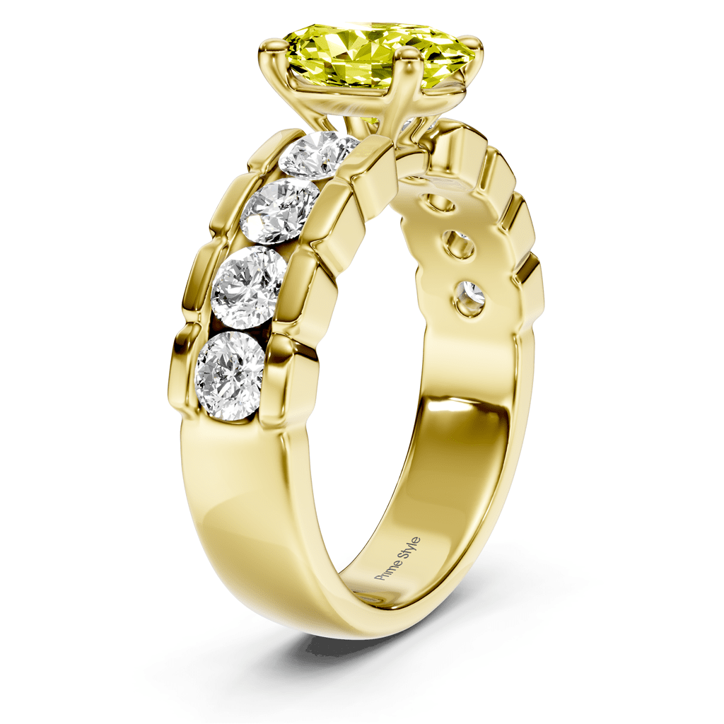 2.05-5.05 CT Oval & Round Cut Fancy Yellow Diamonds - Engagement Ring