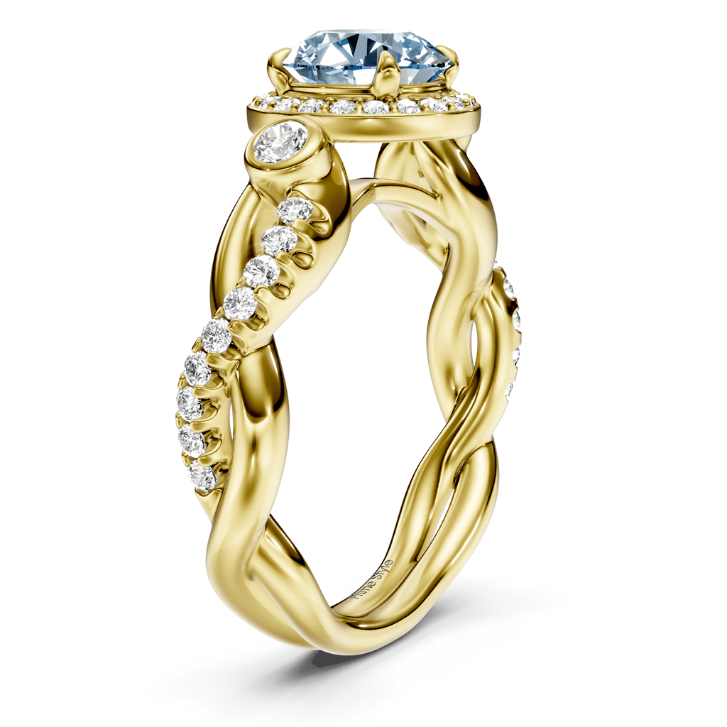 1.70-4.70 CT Princess & Round Cut Fancy Blue Diamonds - Engagement Ring