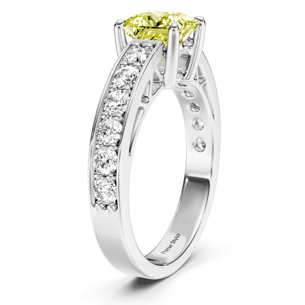 1.50 - 4.50 CT Princess & Round Cut Fancy Yellow Diamonds - Engagement Ring - Primestyle.com