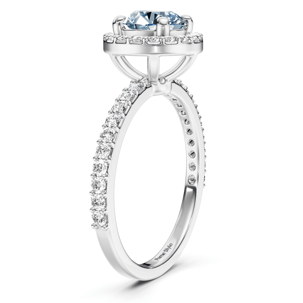 1.40-4.40 CT Round Cut Fancy Blue Diamonds - Engagement Ring