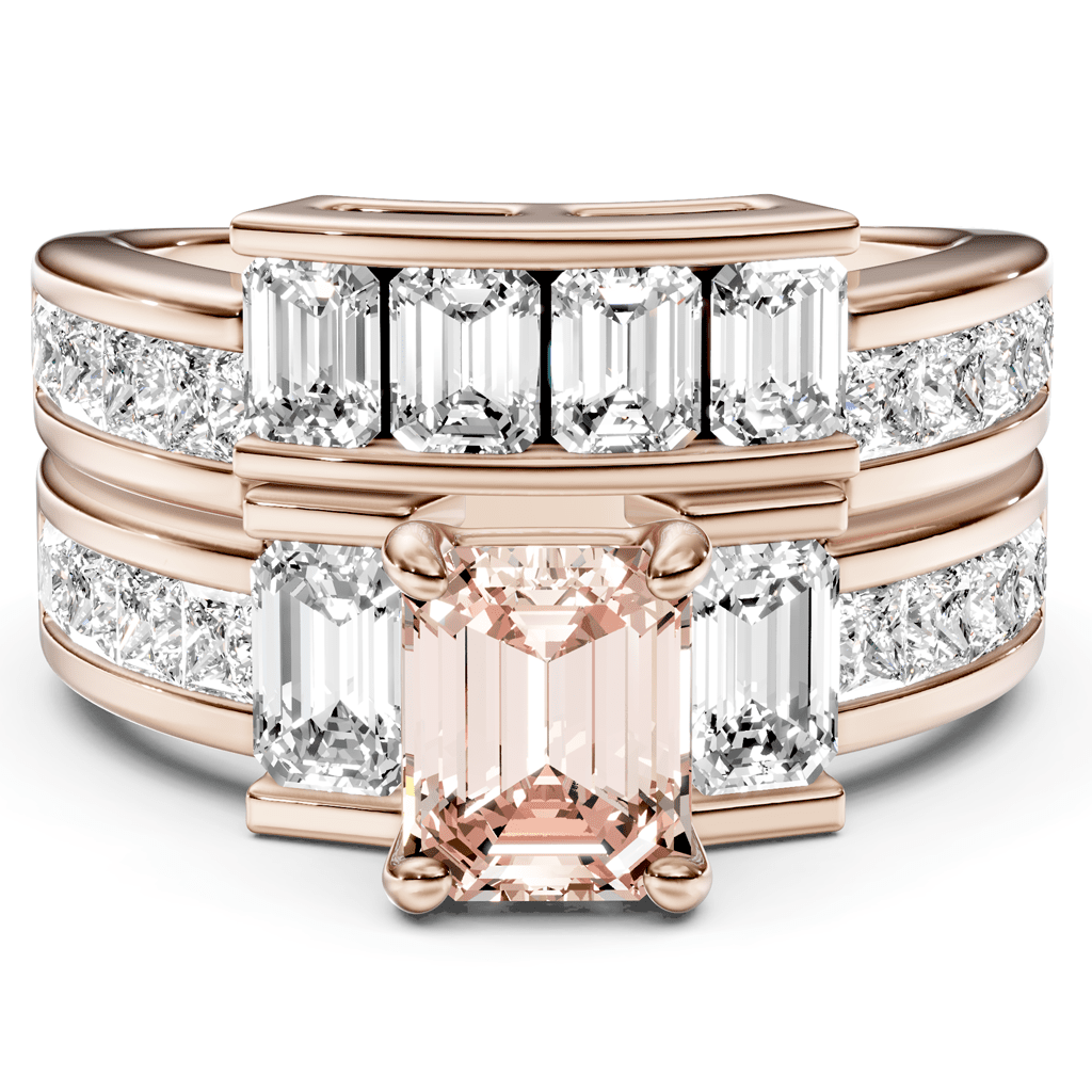 3.70-6.70 CT Emerald & Princess Cut Fancy Pink Diamonds - Bridal Set