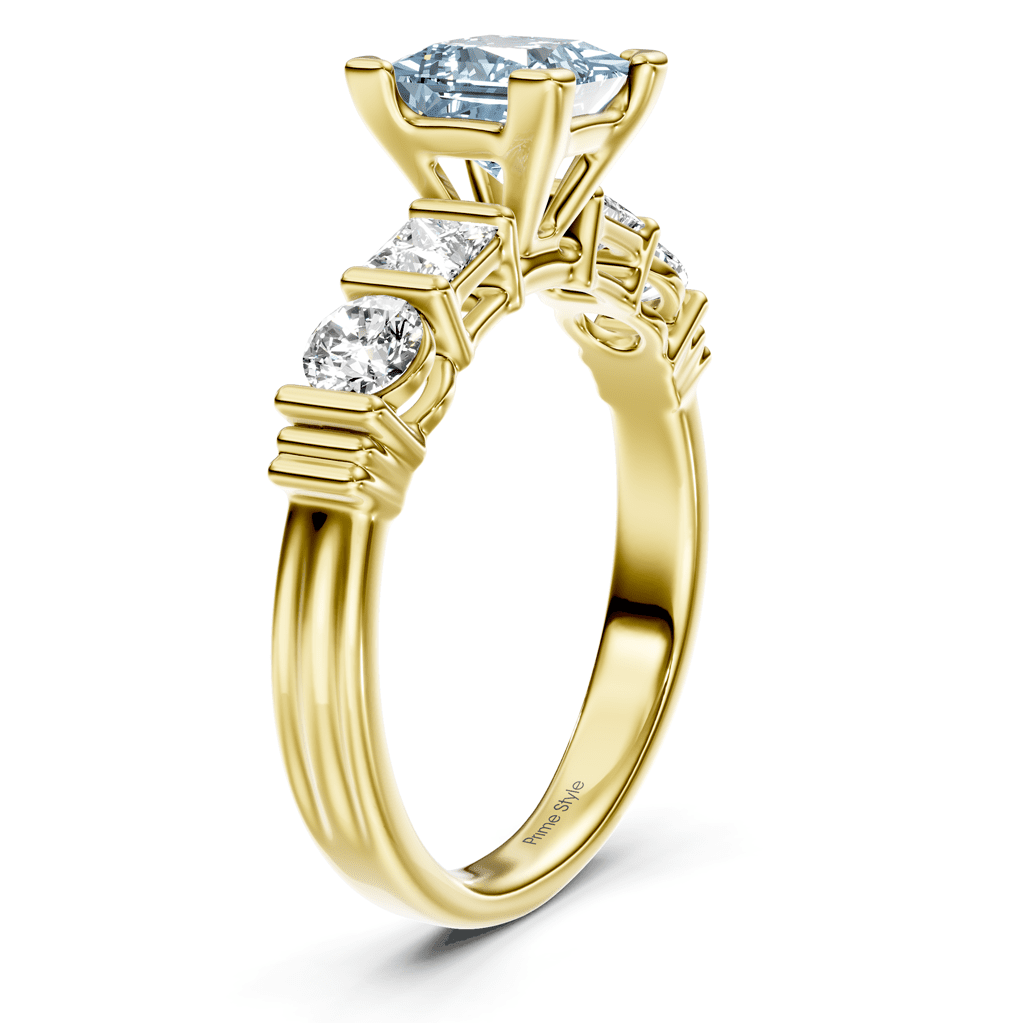 1.70-4.70 CT Princess & Round Cut Fancy Blue Diamonds - Engagement Ring