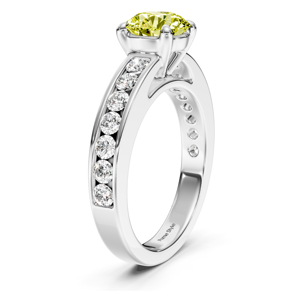 1.65-4.65 CT Round Cut Fancy Yellow Diamonds - Engagement Ring