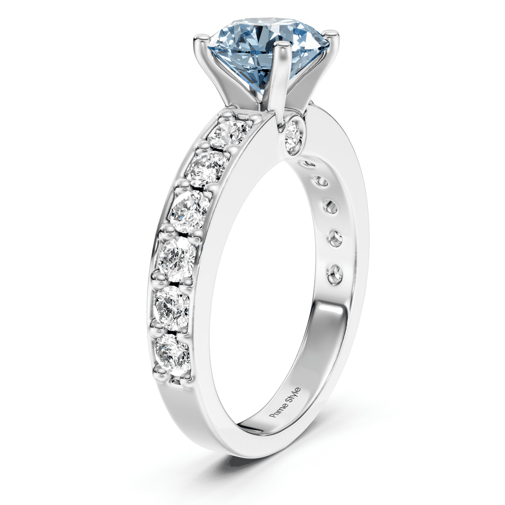 1.80 - 4.80 CT Round Cut Fancy Blue Diamonds - Engagement Ring - Primestyle.com