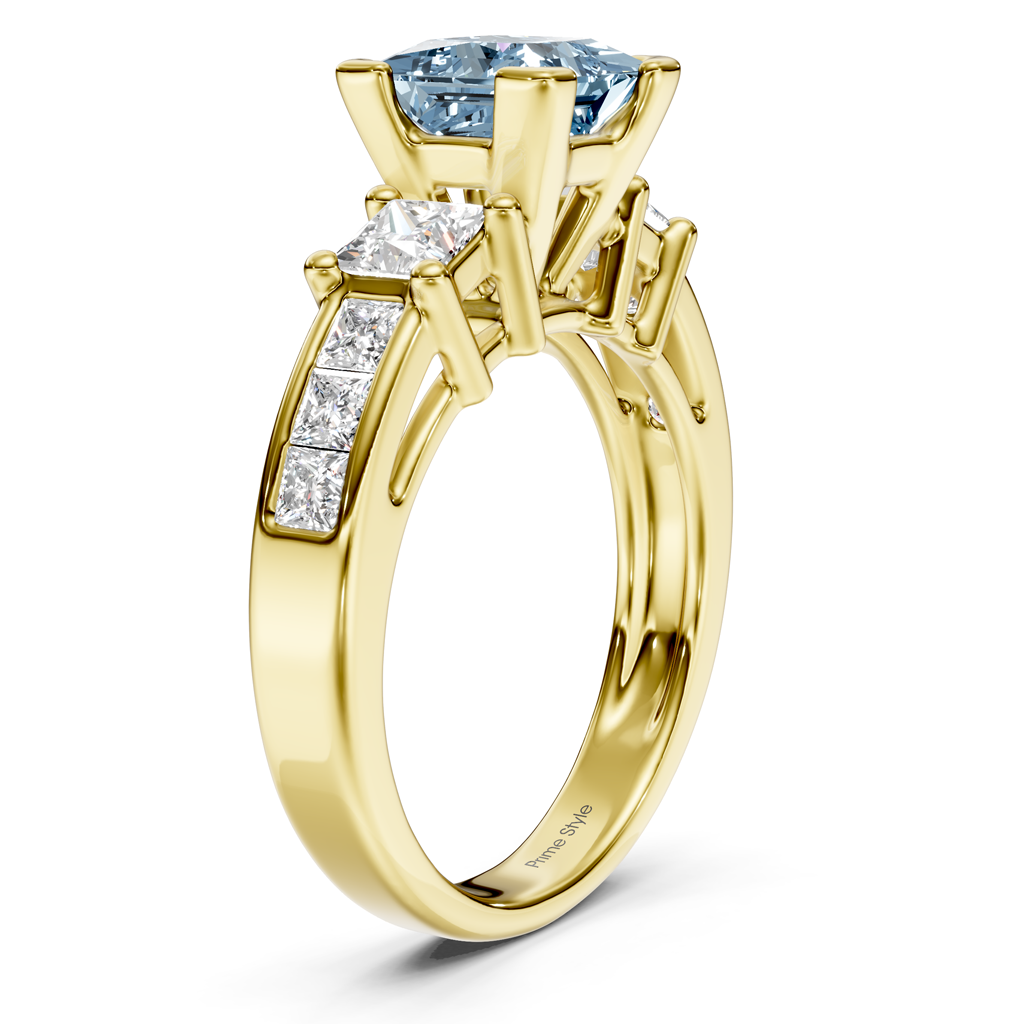 1.85-4.85 CT Princess Cut Fancy Blue Diamonds - Engagement Ring