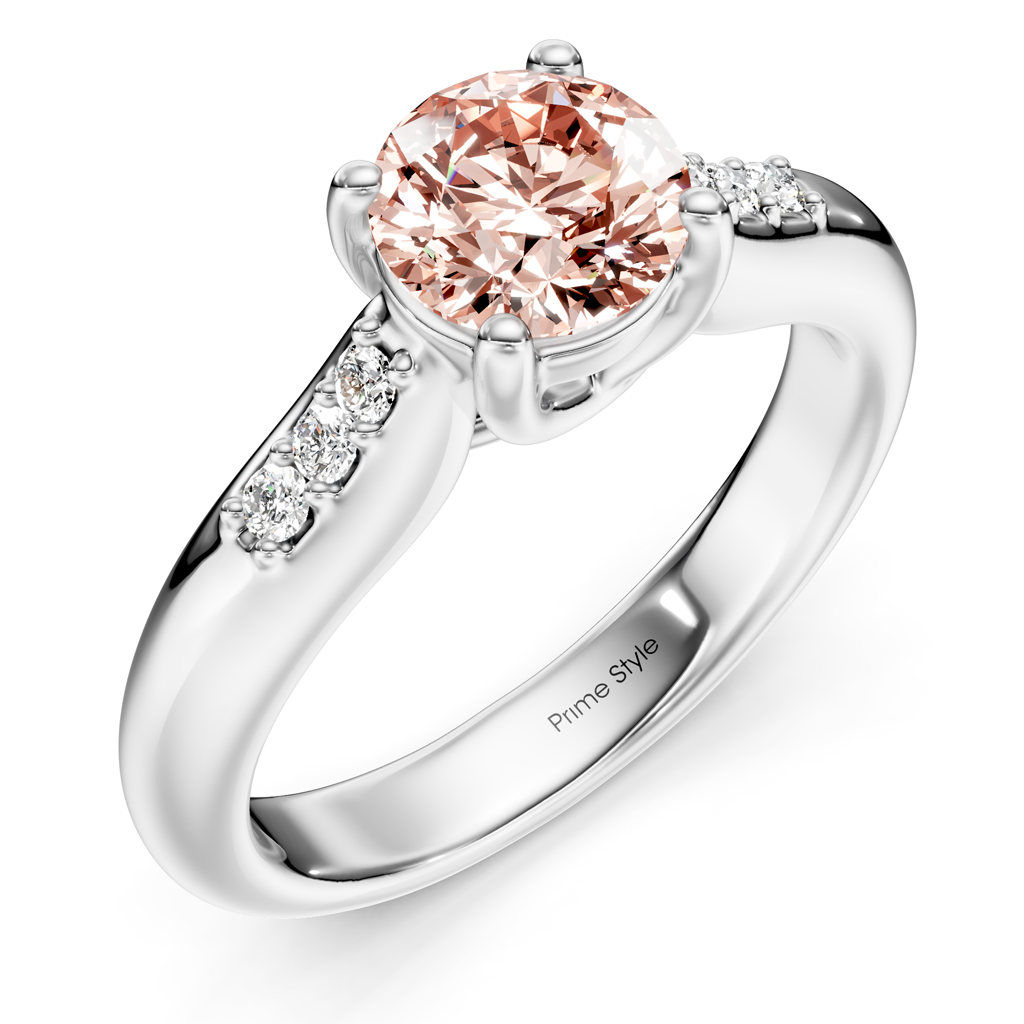 1.10-4.10 CT Round Cut Fancy Pink Diamonds - Engagement Ring