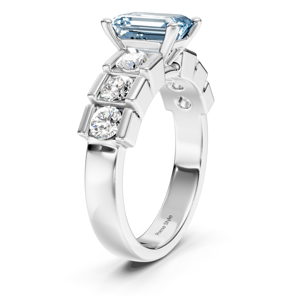 1.85-4.85 CT Princess & Round Cut Fancy Blue Diamonds - Engagement Ring