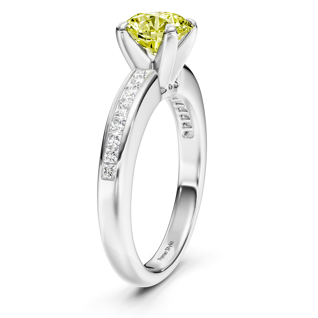 1.32-4.32 CT Princess & Round Cut Fancy Yellow Diamonds - Engagement Ring