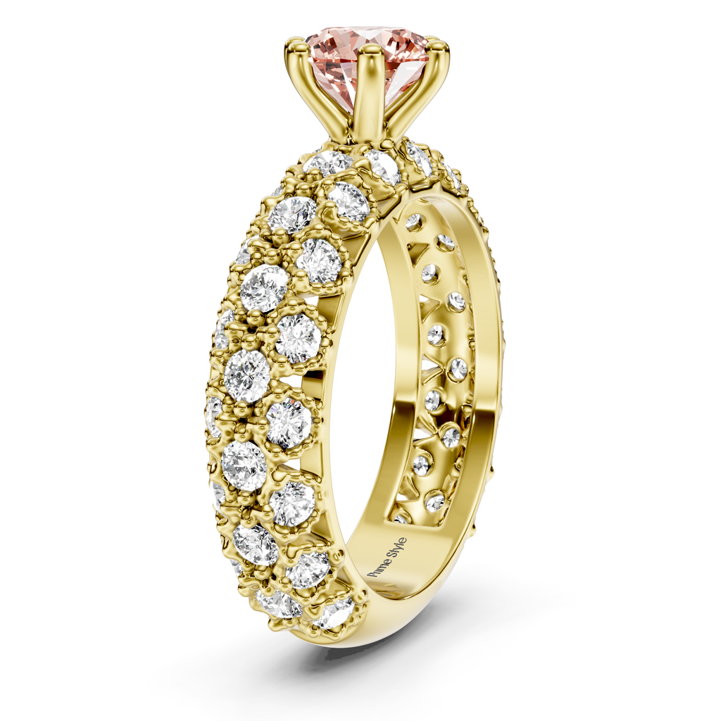 2.50-5.50 CT Round Cut Fancy Pink Diamonds - Engagement Ring