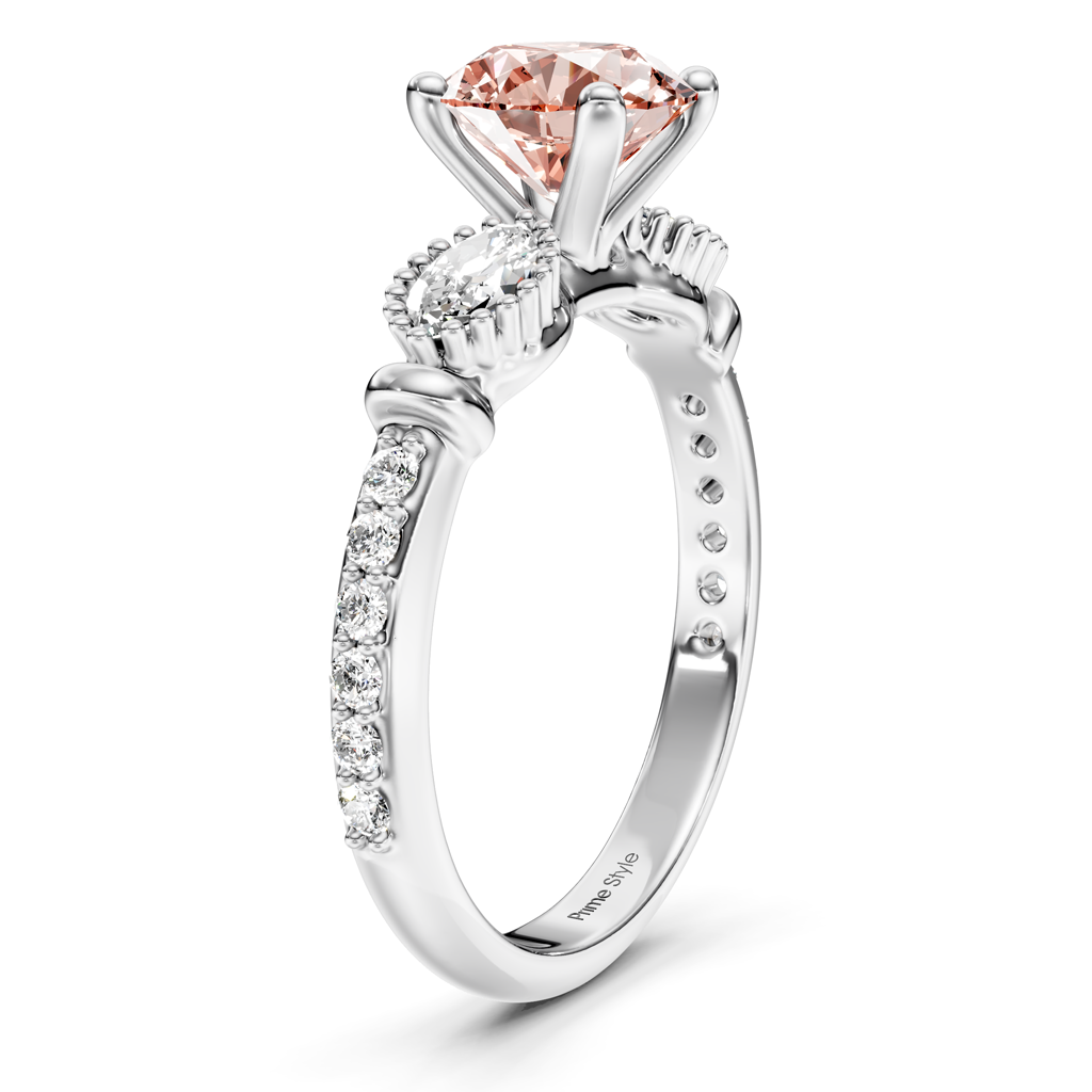 1.45-4.45 CT Marquise & Round Cut Fancy Pink Diamonds - Engagement Ring