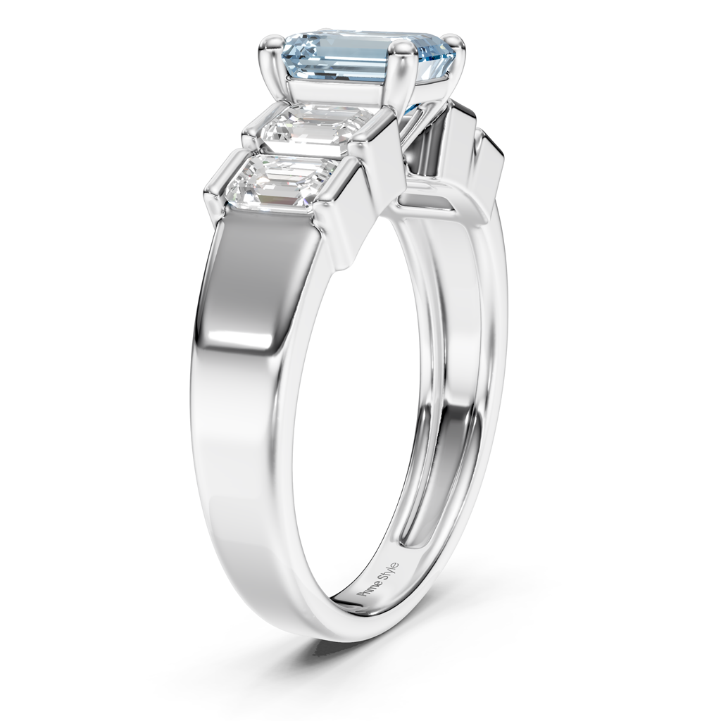 2.30-5.30 CT Emerald Cut Fancy Blue Diamonds - Engagement Ring