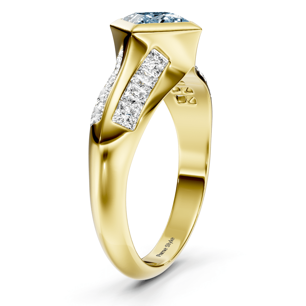 2.00 - 5.00 CT Princess Cut Fancy Blue Diamonds - Engagement Ring - Primestyle.com