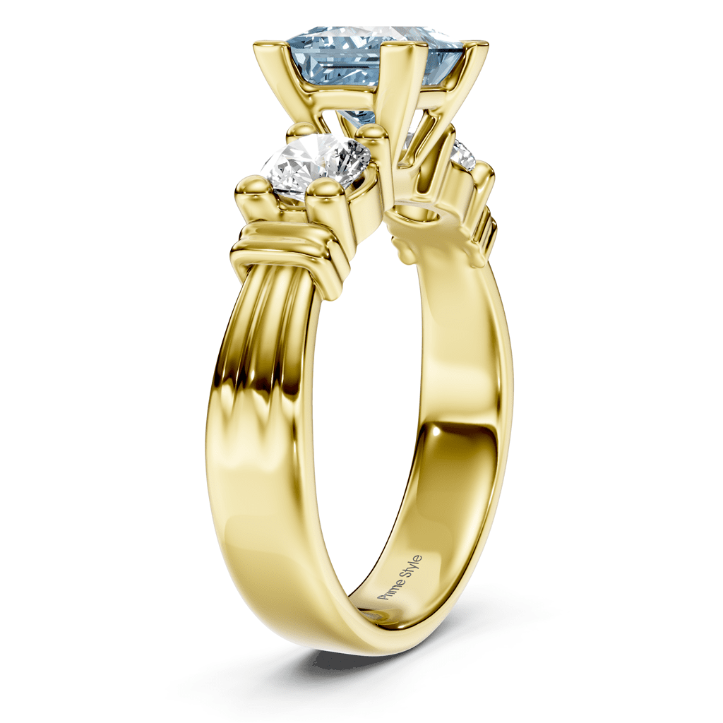 1.50-4.50 CT Princess & Round Cut Fancy Blue Diamonds - Engagement Ring