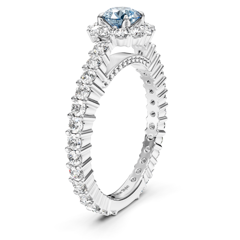 1.85-4.85 CT Round Cut Fancy Blue Diamonds - Engagement Ring