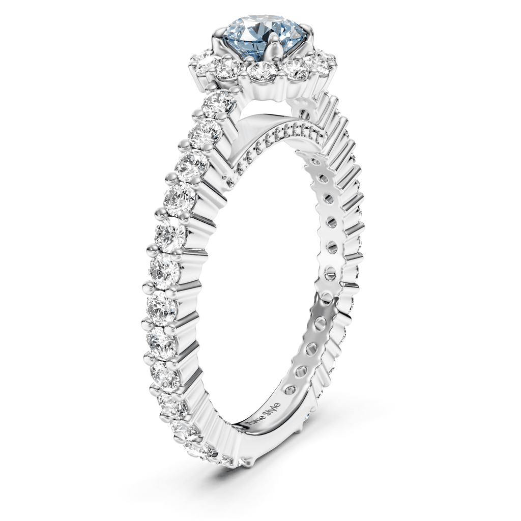 1.85 - 4.85 CT Round Cut Fancy Blue Diamonds - Engagement Ring - Primestyle.com