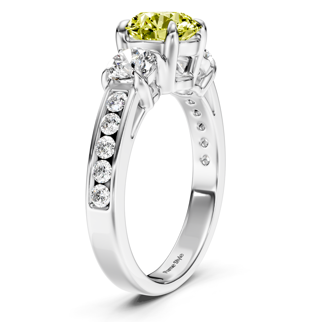 1.75-4.75 CT Round Cut Fancy Yellow Diamonds - Engagement Ring