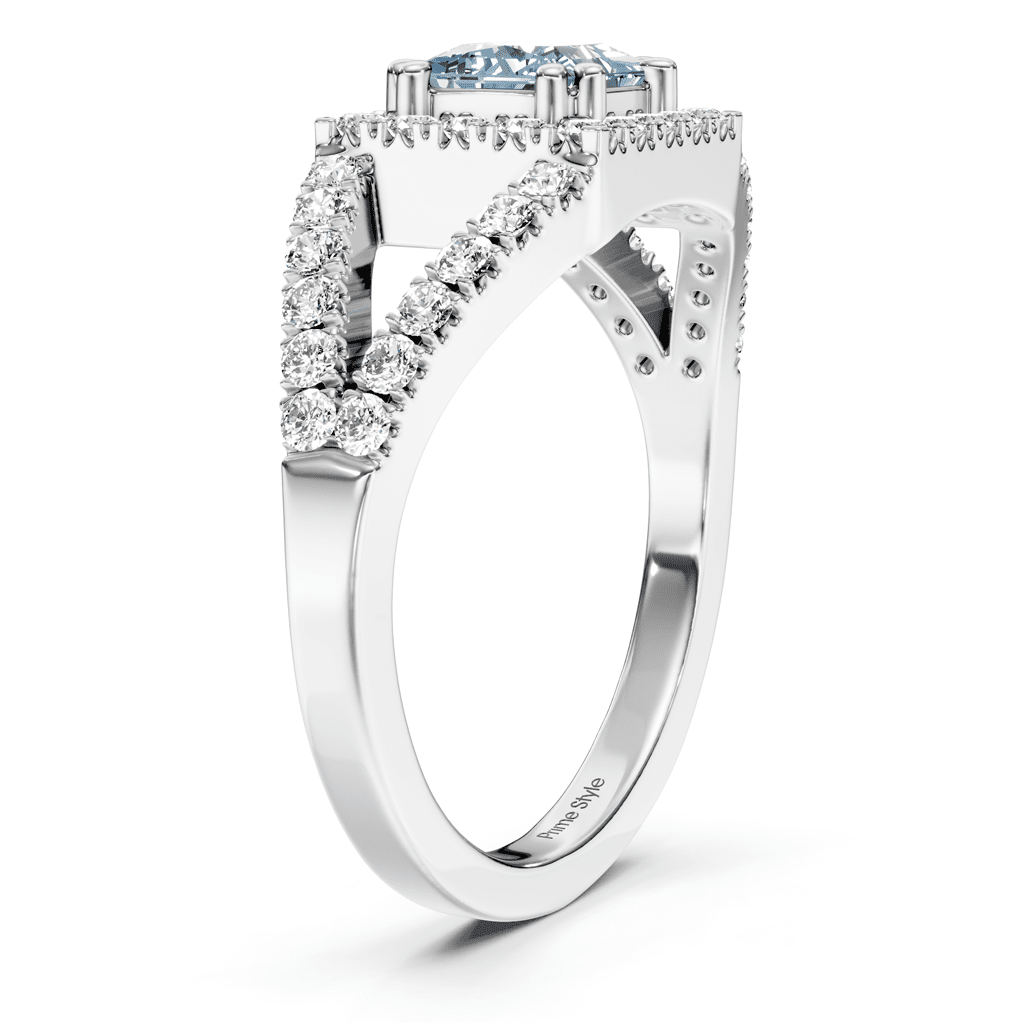 1.45 - 4.45 CT Princess & Round Cut Fancy Blue Diamonds - Engagement Ring - Primestyle.com