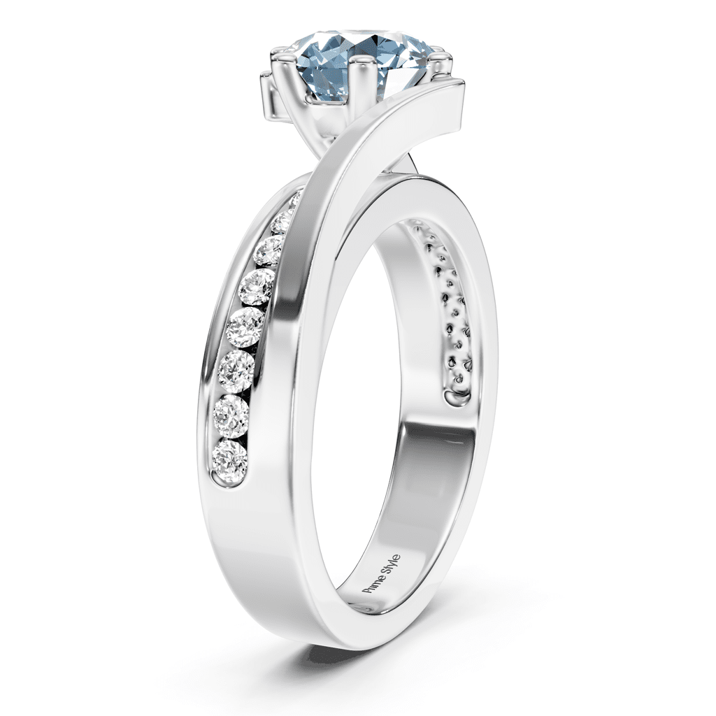 1.35-4.35 CT Round Cut Fancy Blue Diamonds - Engagement Ring