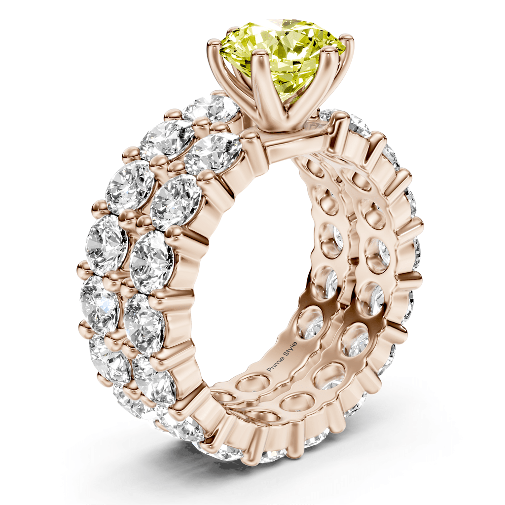 6.30 - 9.30 CT Round Cut Fancy Yellow Diamonds - Bridal Set - Primestyle.com