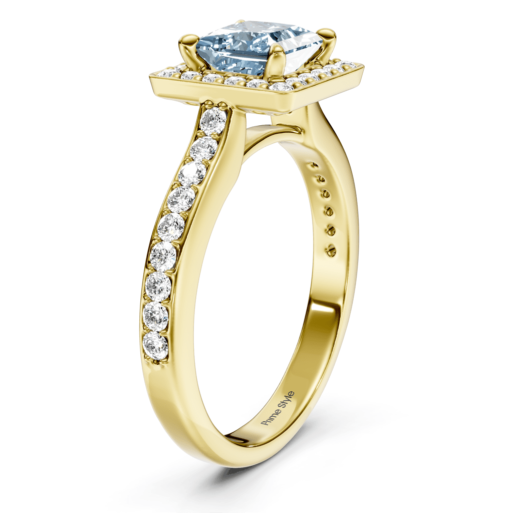 1.40-4.40 CT Princess & Round Cut Fancy Blue Diamonds - Engagement Ring