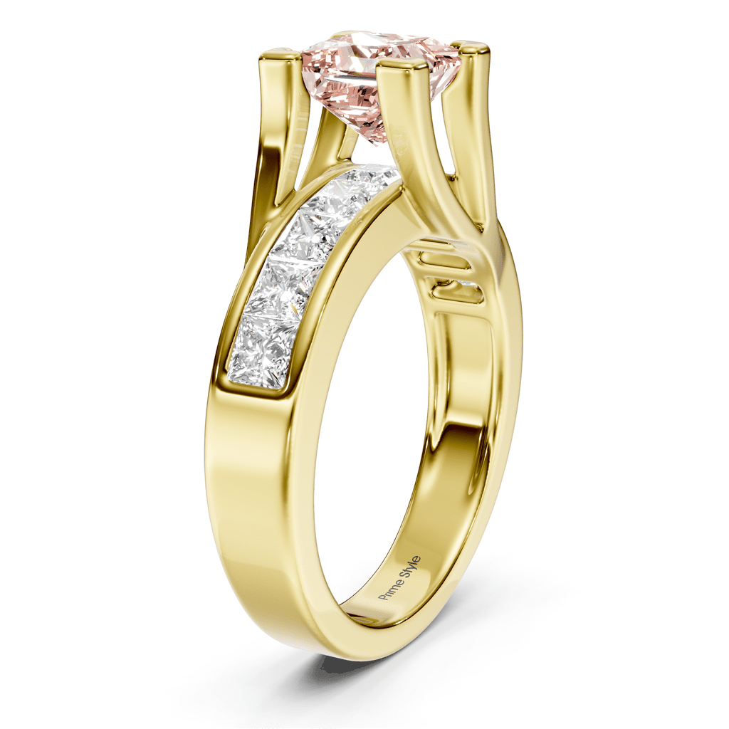 2.20-5.20 CT Princess Cut Fancy Pink Diamonds - Engagement Ring