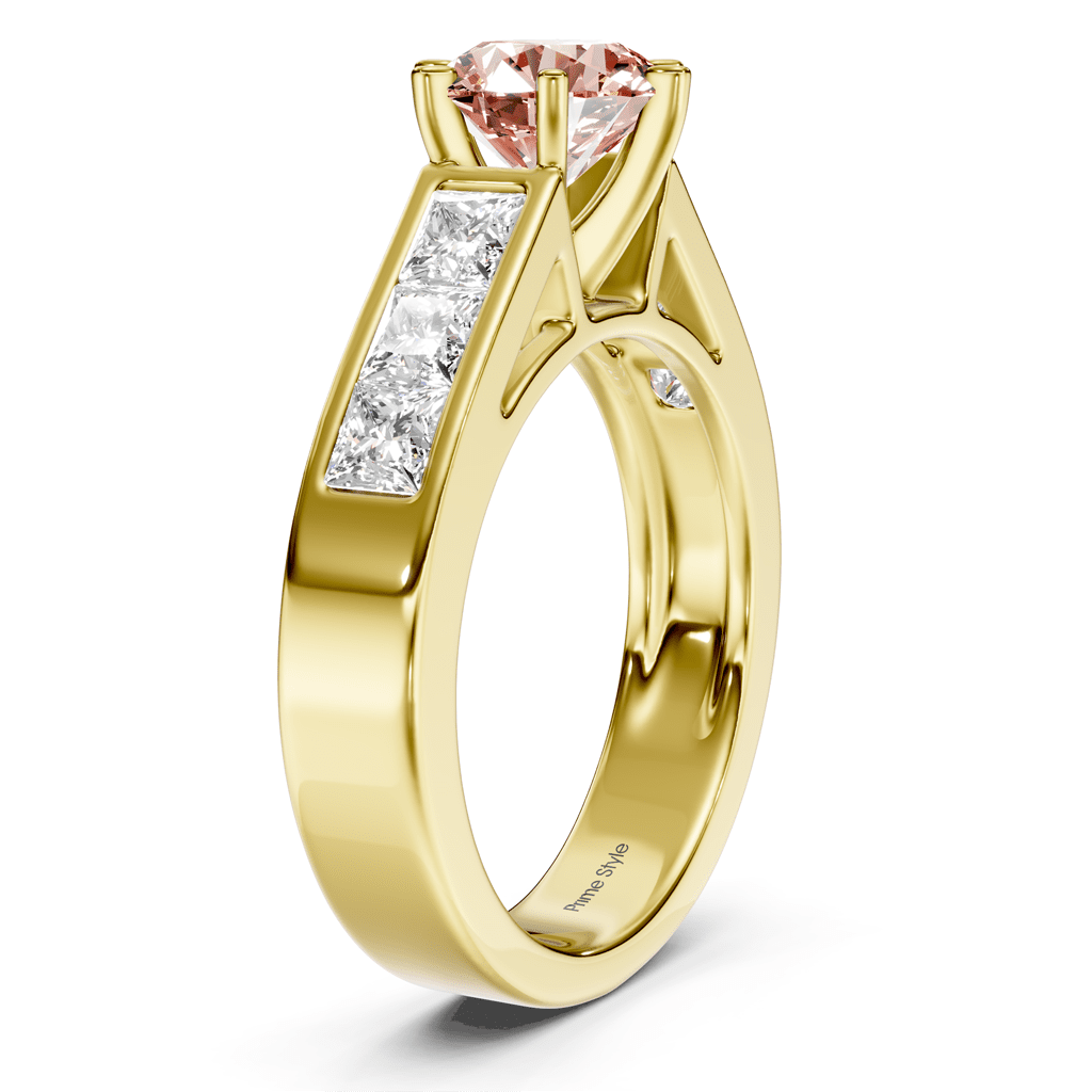 2.05-5.05 CT Princess & Round Cut Fancy Pink Diamonds - Engagement Ring