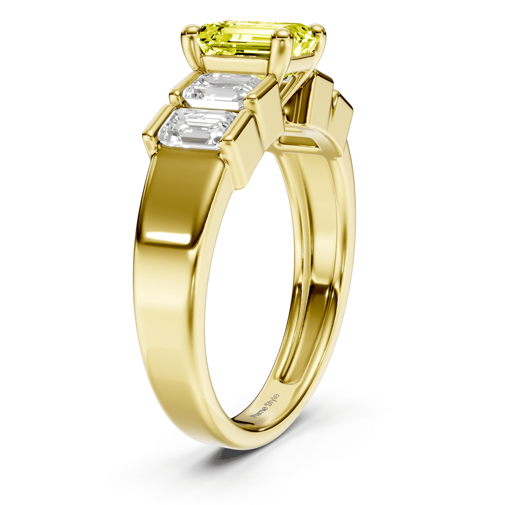 1.80-4.80 CT Princess & Round Cut Fancy Yellow Diamonds - Engagement Ring