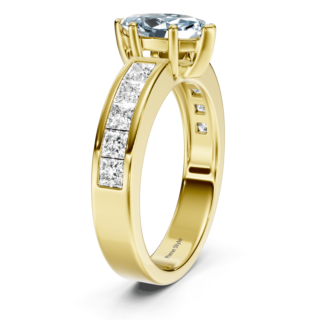 1.90-4.90 CT Princess Cut Fancy Blue Diamonds - Engagement Ring