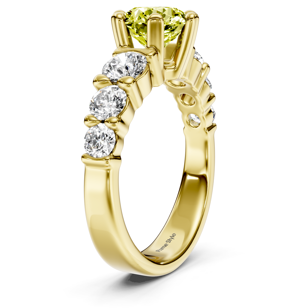 2.05-5.05 CT Round Cut Fancy Yellow Diamonds - Engagement Ring