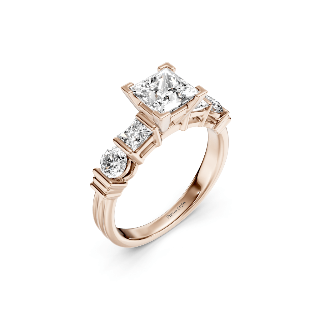 1.05 - 2.20 CT Princess & Round Cut Natural Diamonds - Engagement Ring - Primestyle.com